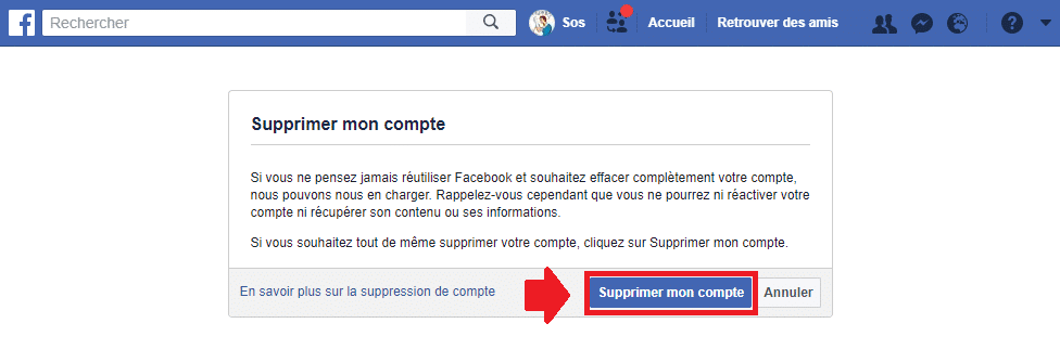 comment supprimer votre compte Facebook méthode